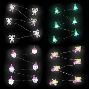 Bundle of 4 Christmas  lights Santa, Candy cane, Red truck, Trees new